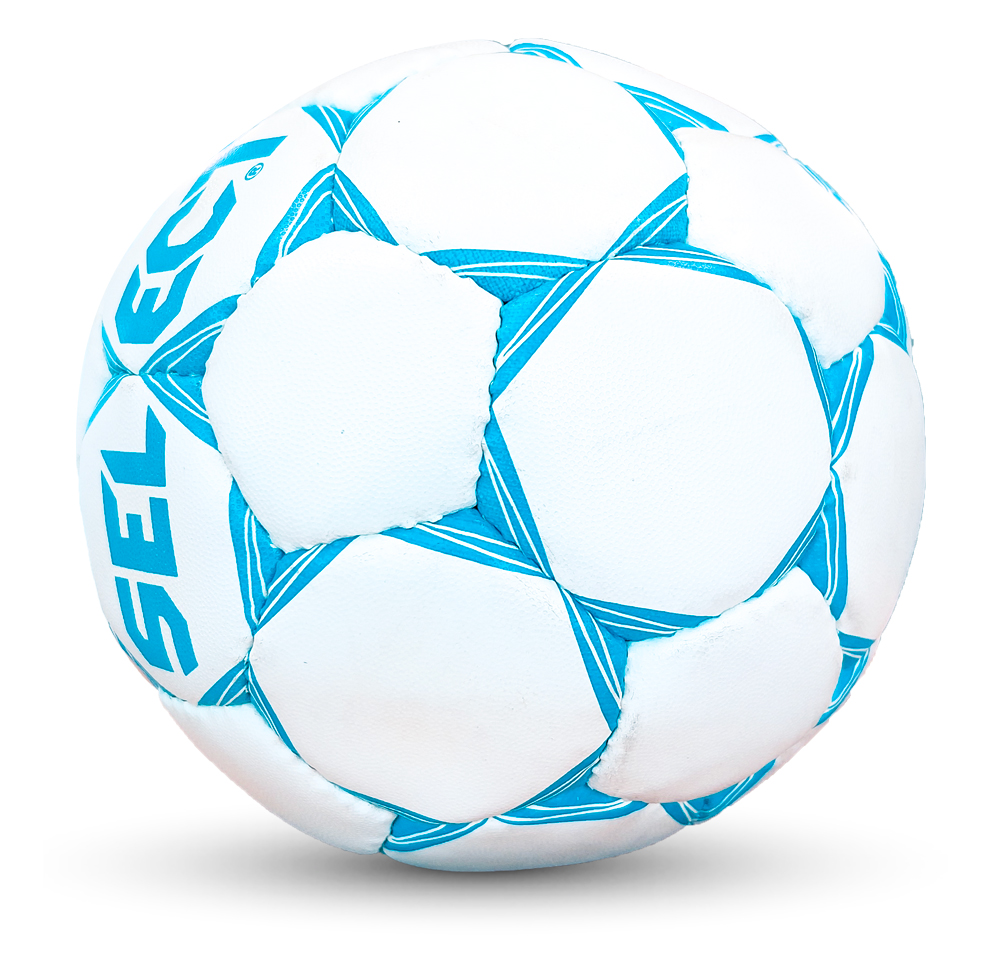 En blå og hvit fotball
