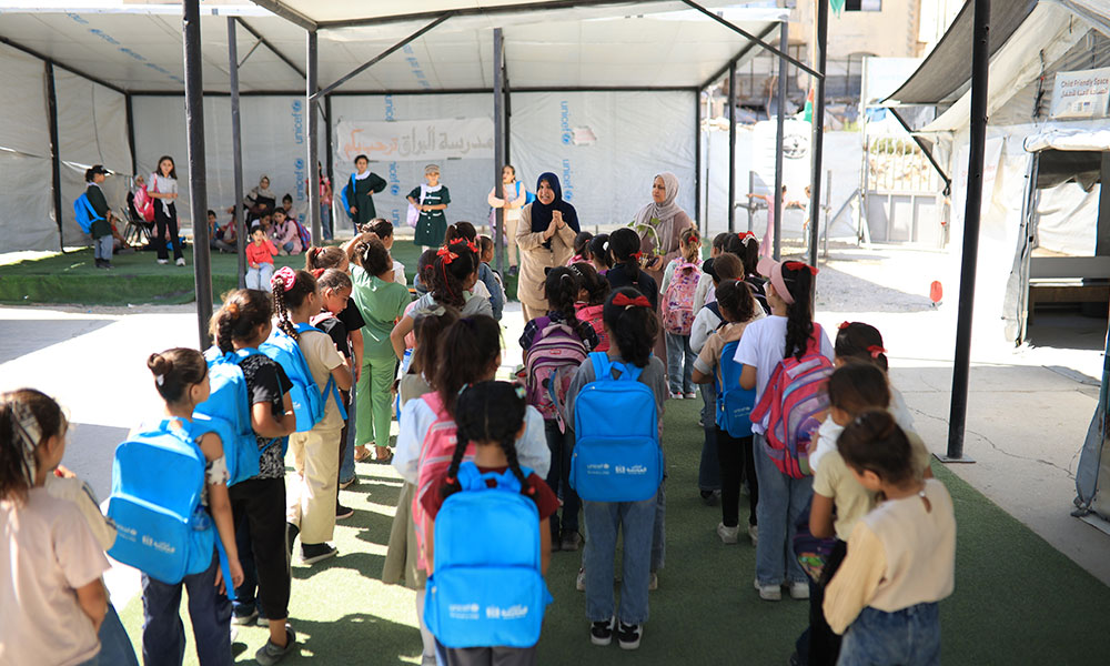 Oppstilte skolebarn Gaza
