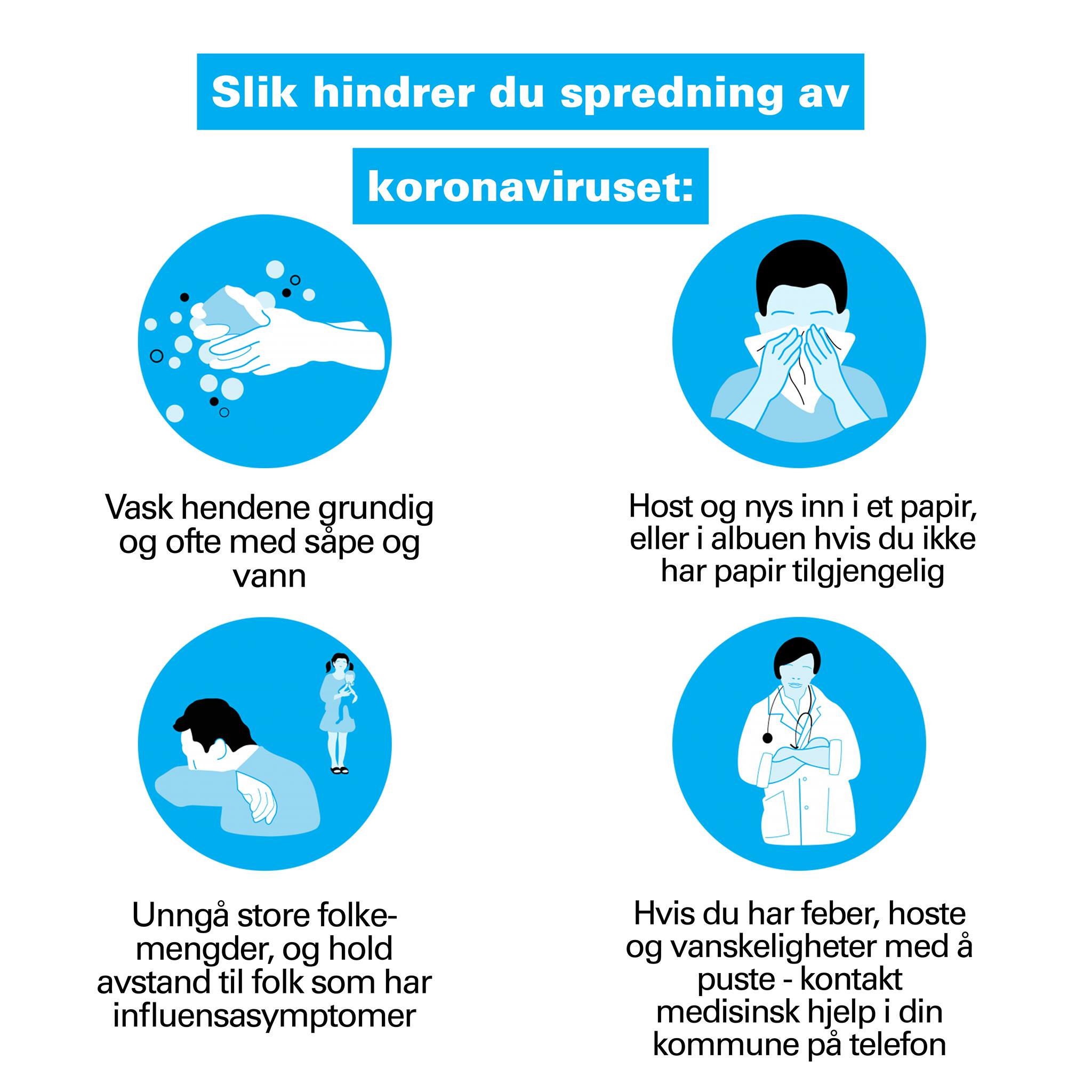 Slik hindrer du spredning av koronaviruset