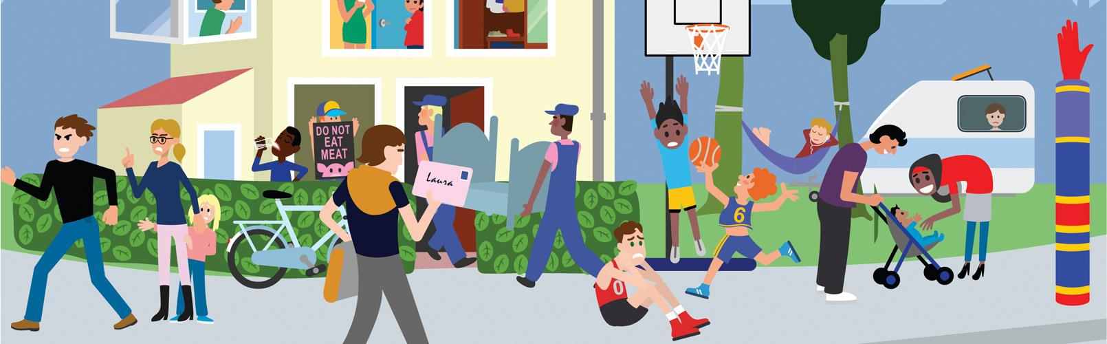 illustrasjon av et bybilde