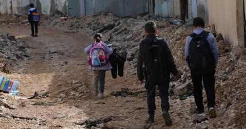 Barn på vei hjem fra skolen i flyktningleiren Jenin