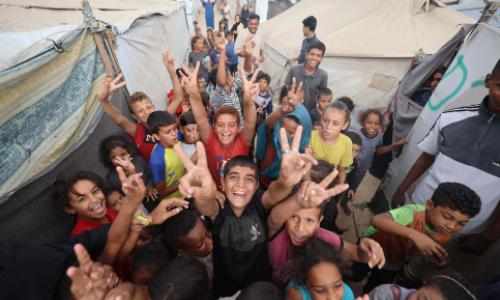 Fred og glade barn i Gaza