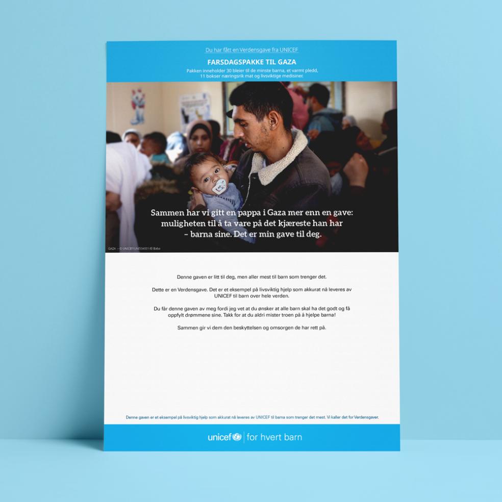 Digitalt gavebevis, farsdagspakke til Gaza