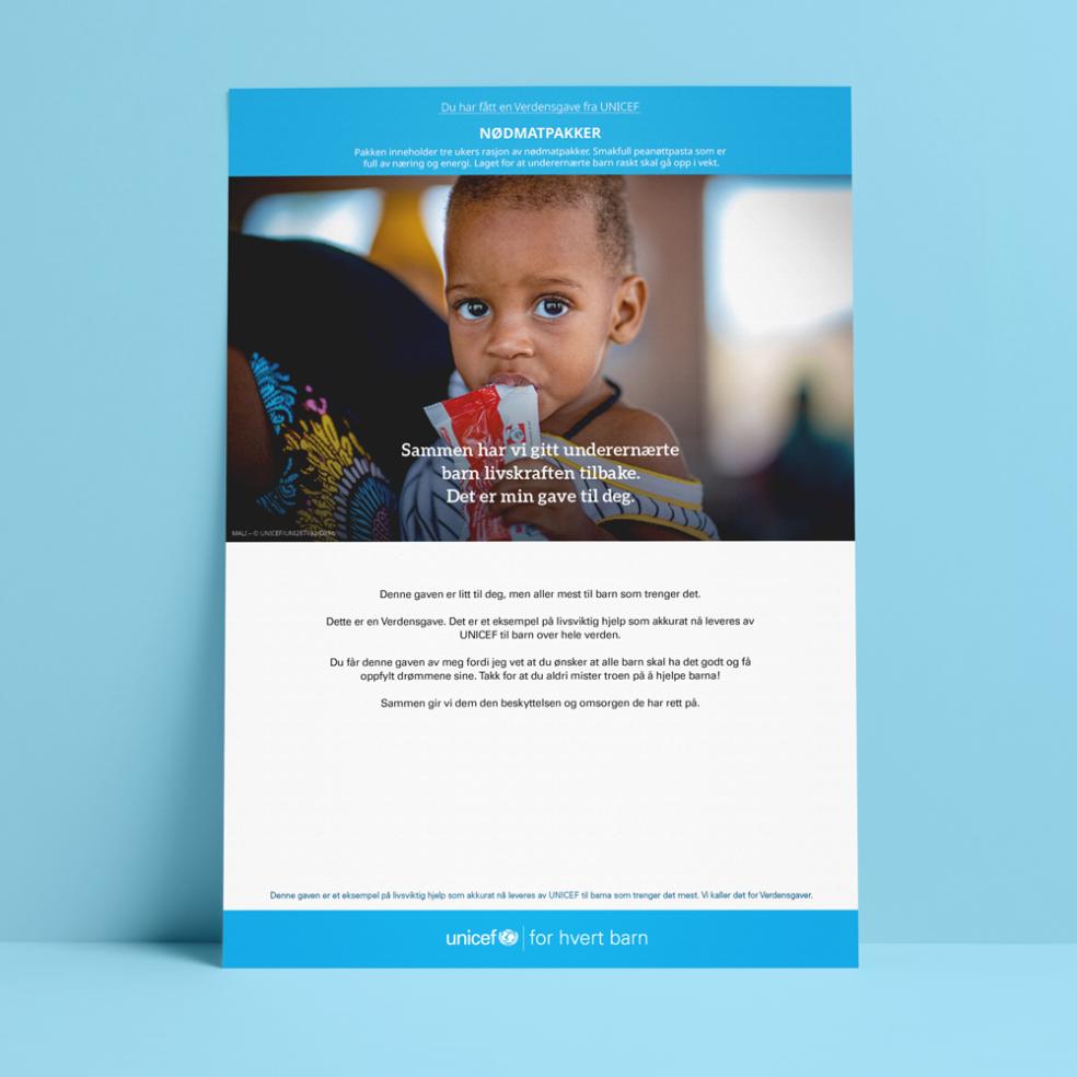 Digitalt gavebevis, nødmatpakke