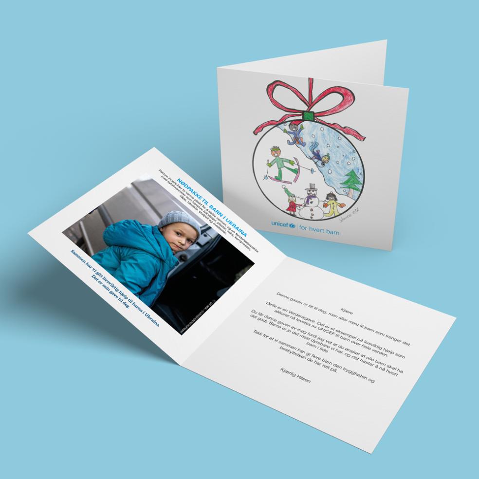 Fysisk gavebevis, nødpakke til barn i Ukraina