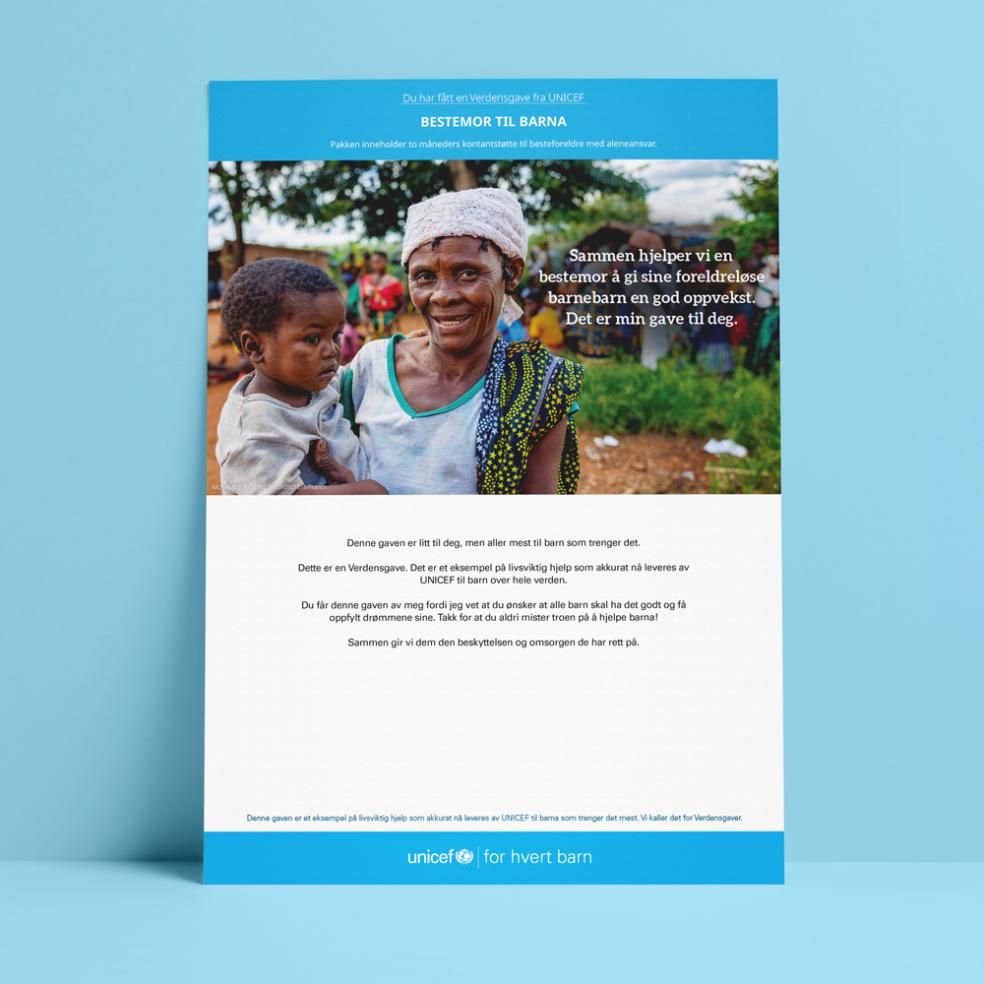 Digitalt gavebevis, bestemor til barna