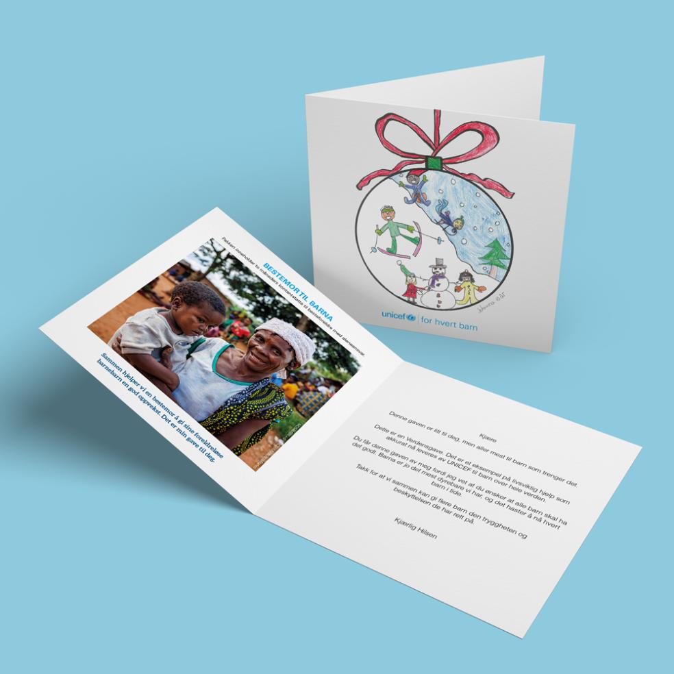 Fysisk gavebevis, bestemor til barna