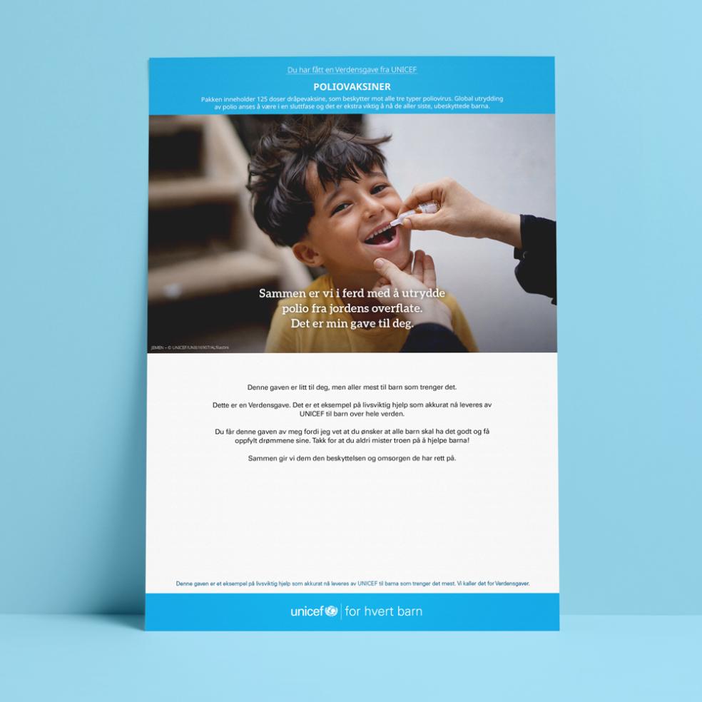 Digitalt gavebevis, poliovaksine