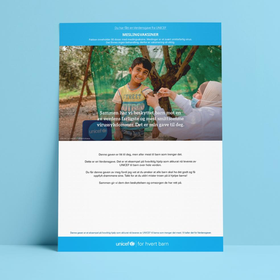Digitalt gavebevis, meslingvaksine