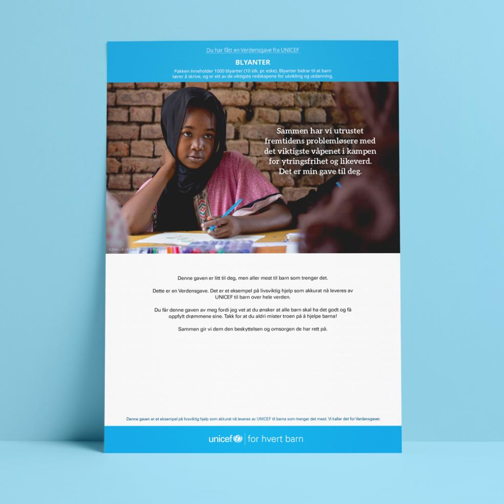 Digitalt gavebevis, blyanter