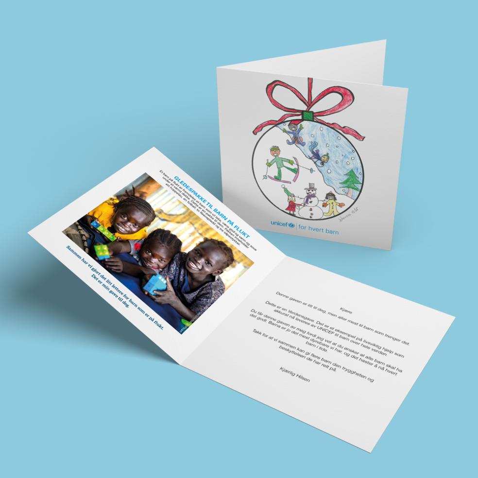 Fysisk gavebevis, gledespakke til barn på flukt