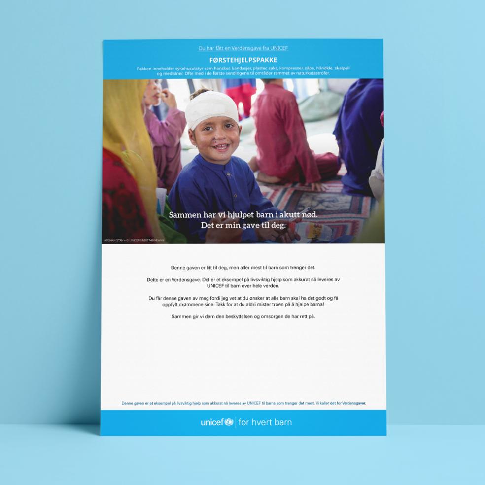 Digitalt gavebevis, førstehjelpspakke