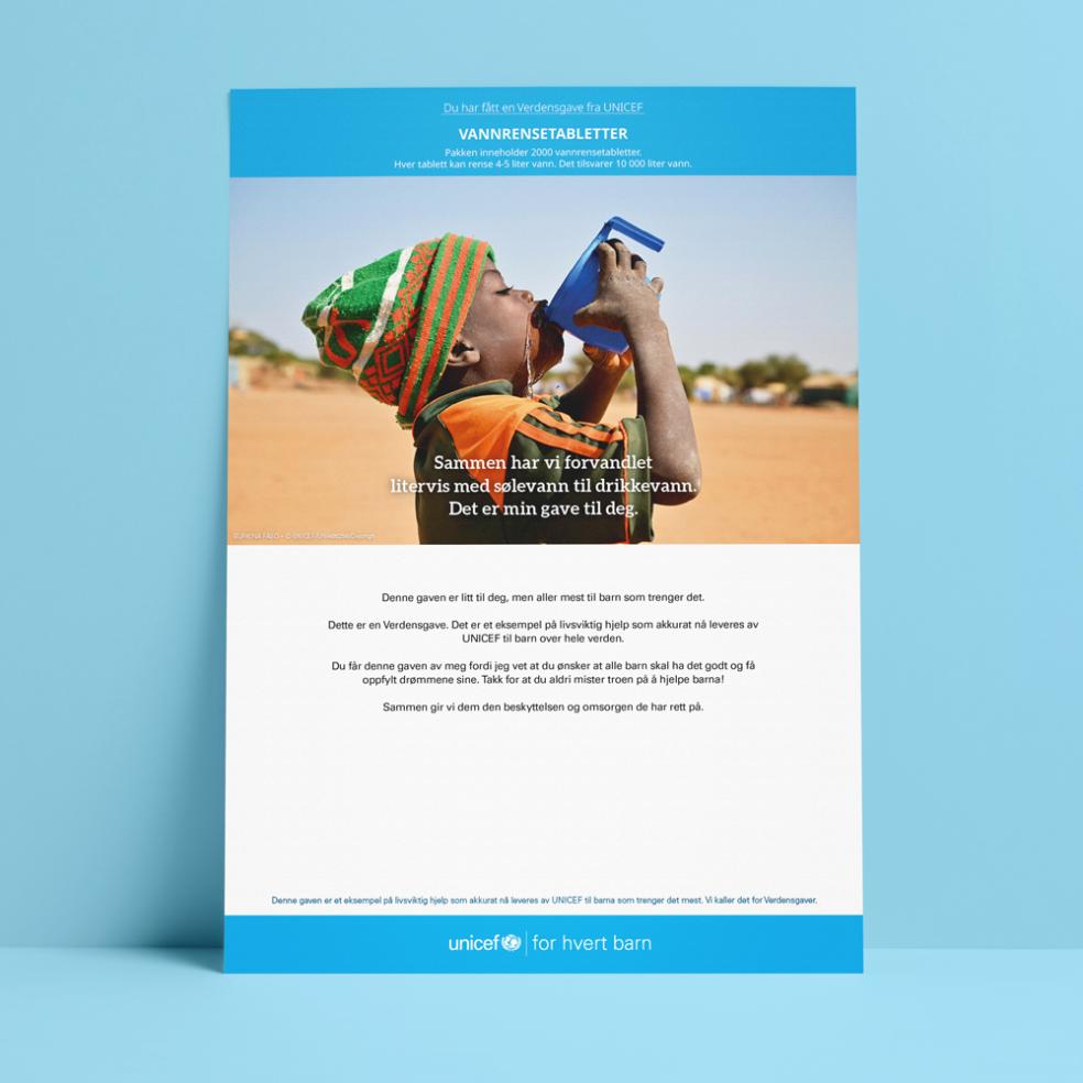 Digitalt gavebevis, vannrensetabletter