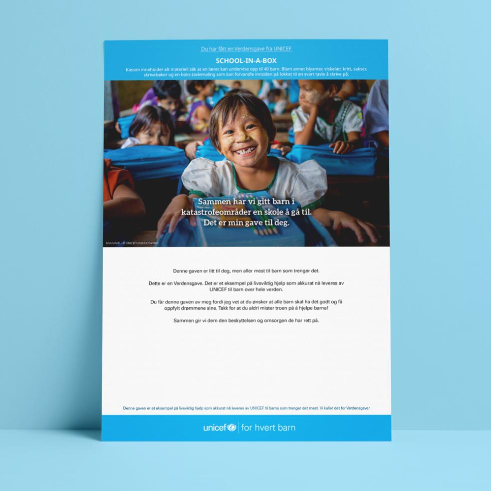 Digitalt gavebevis, school-in-a-box