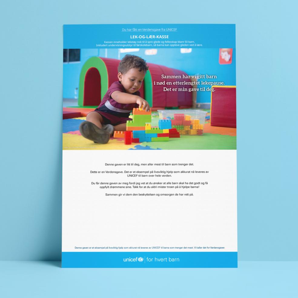 Digitalt gavebevis, lek-og-lær-kasse