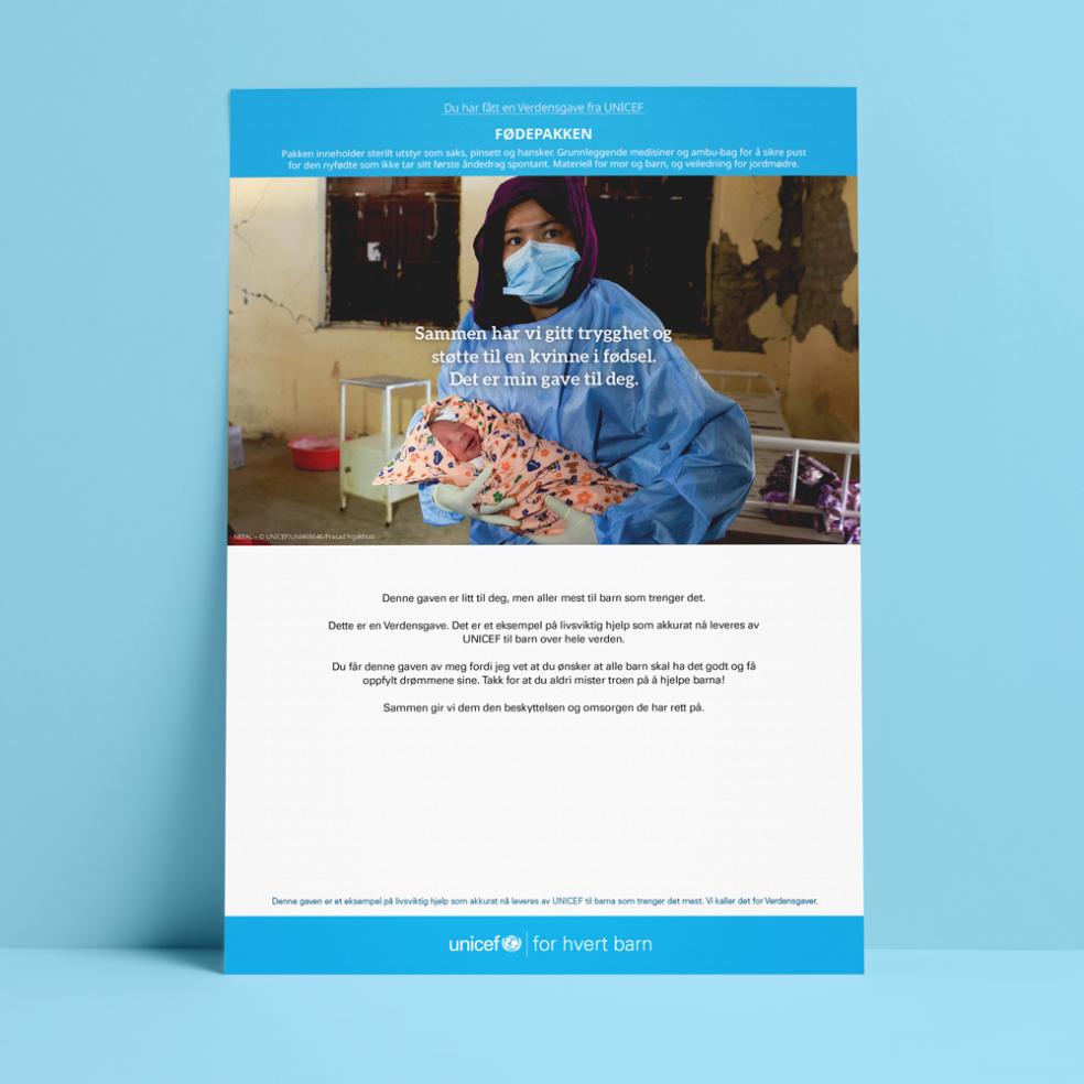 Digitalt gavebevis, fødepakke