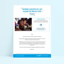 Eksempel på digitalt gavebevis på Verdensgaven School-in-a-box