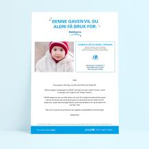 Eksempel på digitalt gavebevis på Verdensgaven Varme klær til barn i Ukraina